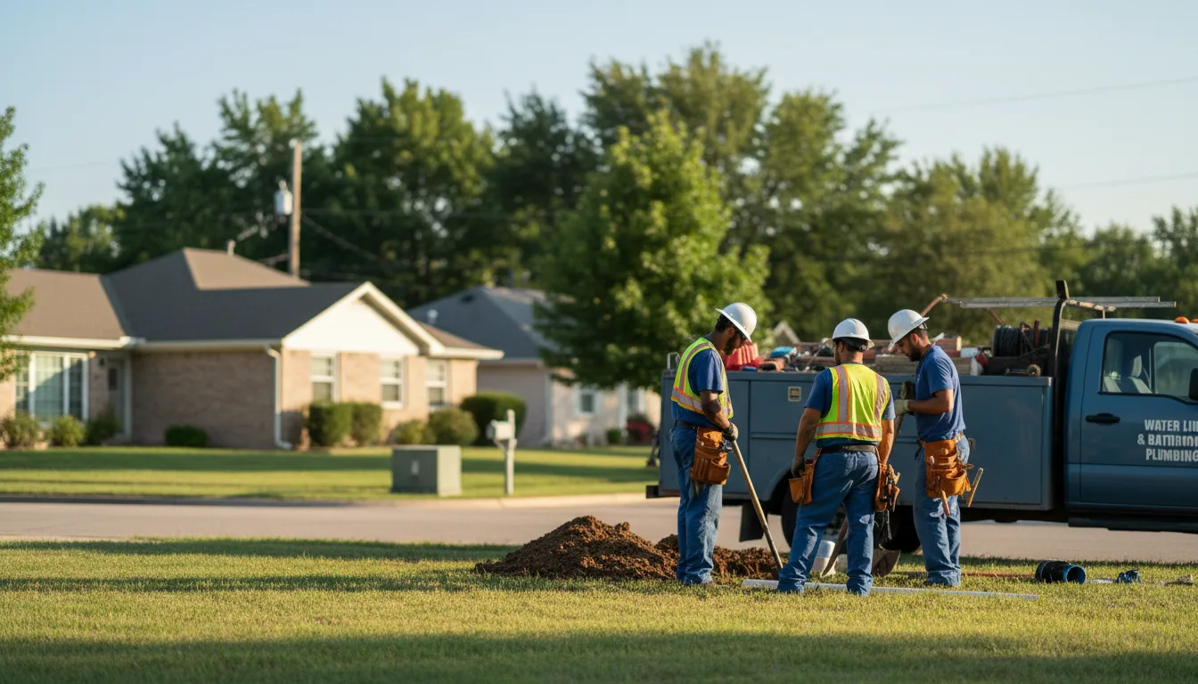 Residential water line and bathroom plumbing service in Temple, OK